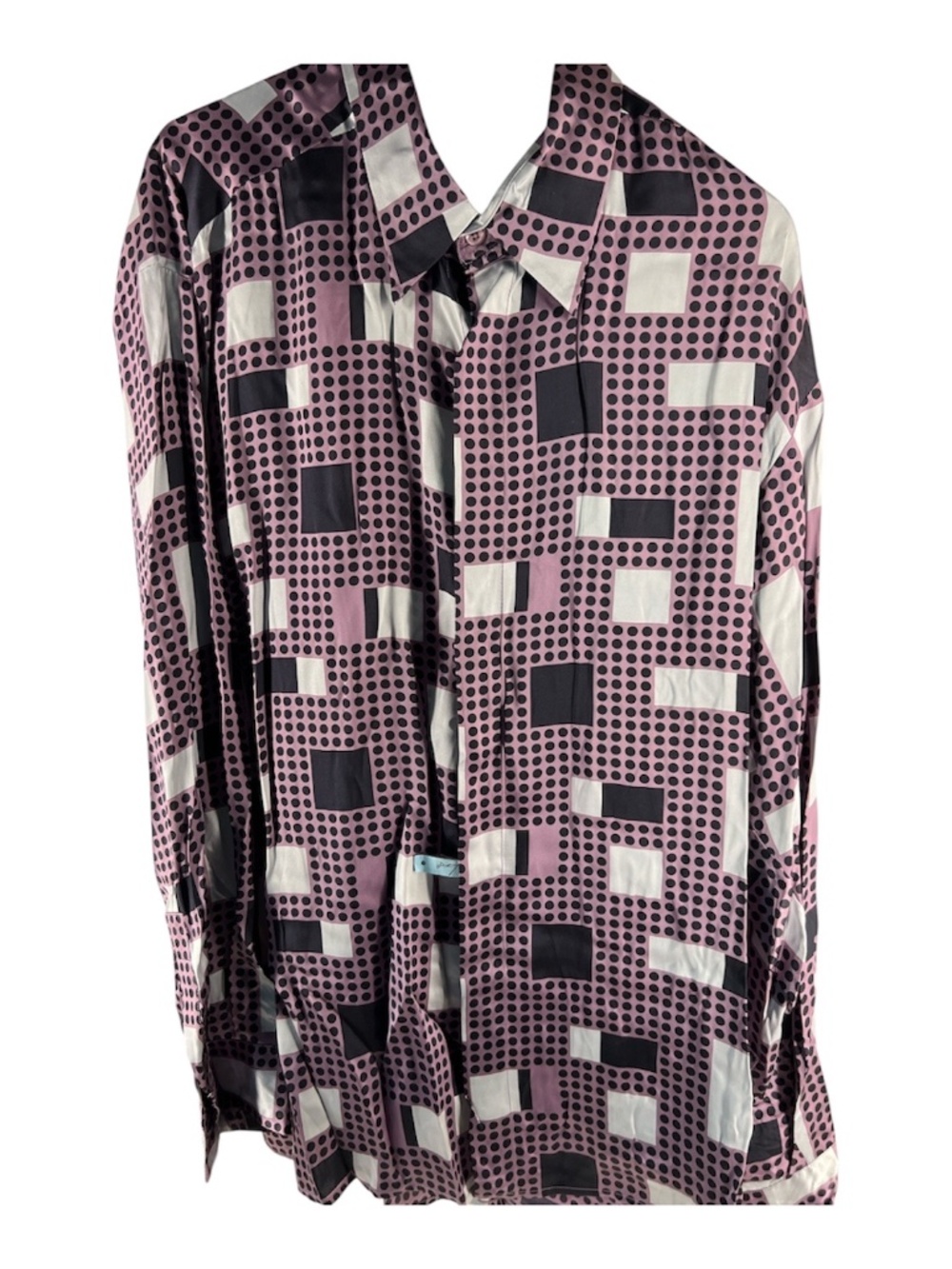 Men's Genelli 100% silk shirt Purple w/dots AR2697AR1